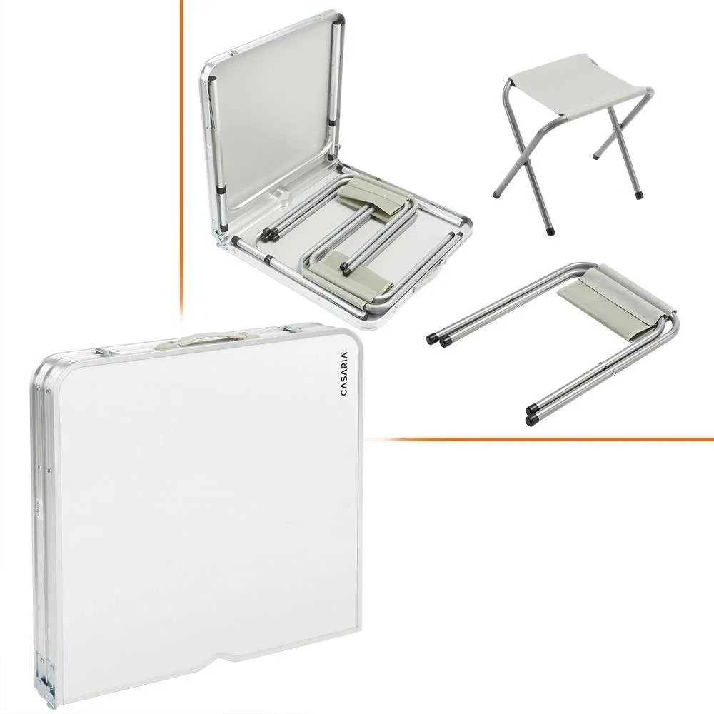 Klappbare Campingbank 5 Stück weißes Aluminium - 0