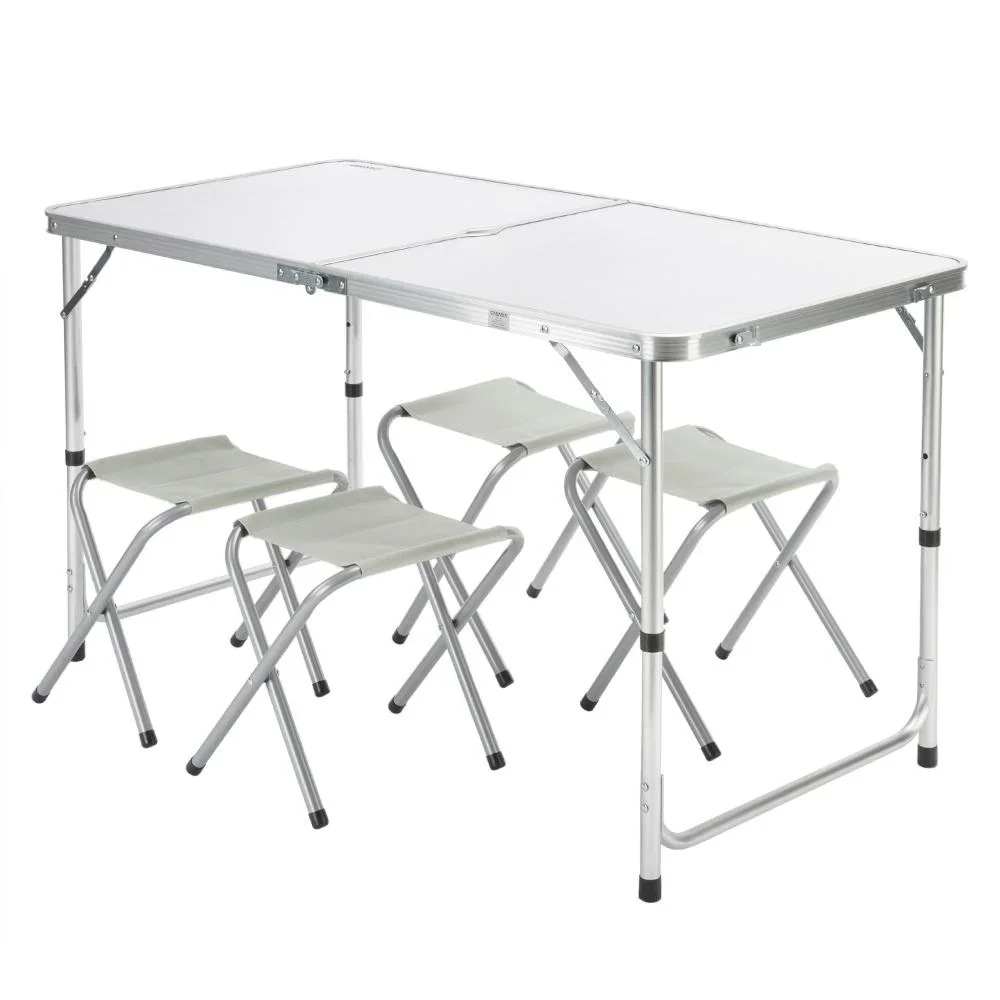 Klappbare Campingbank 5 Stück weißes Aluminium - 7