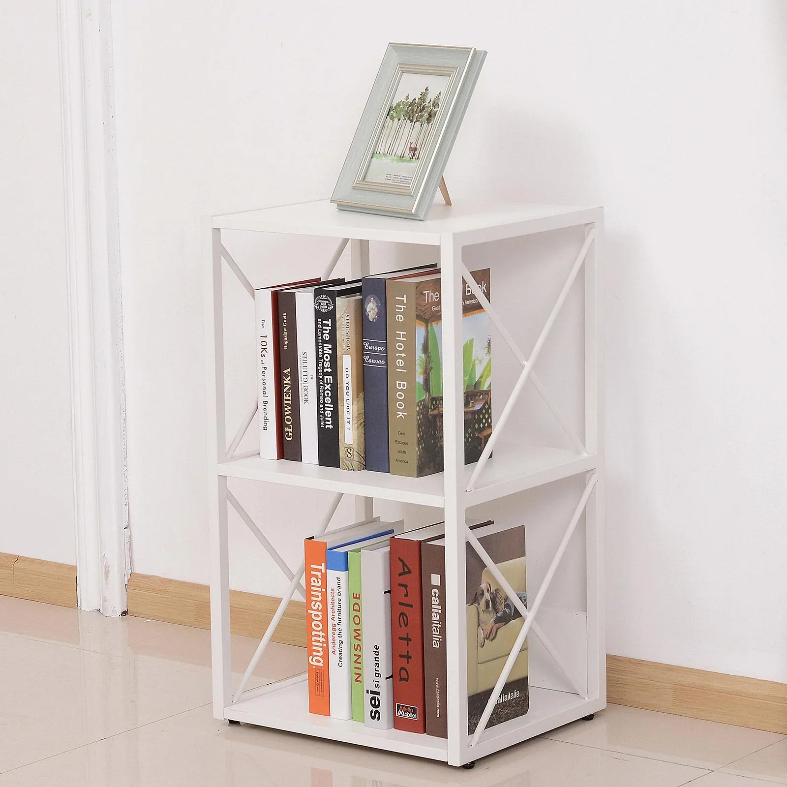 Standregal Bücherregal Aufbewahrungsregal Metall Weiß 40 x 35 x 72,5 cm - 4