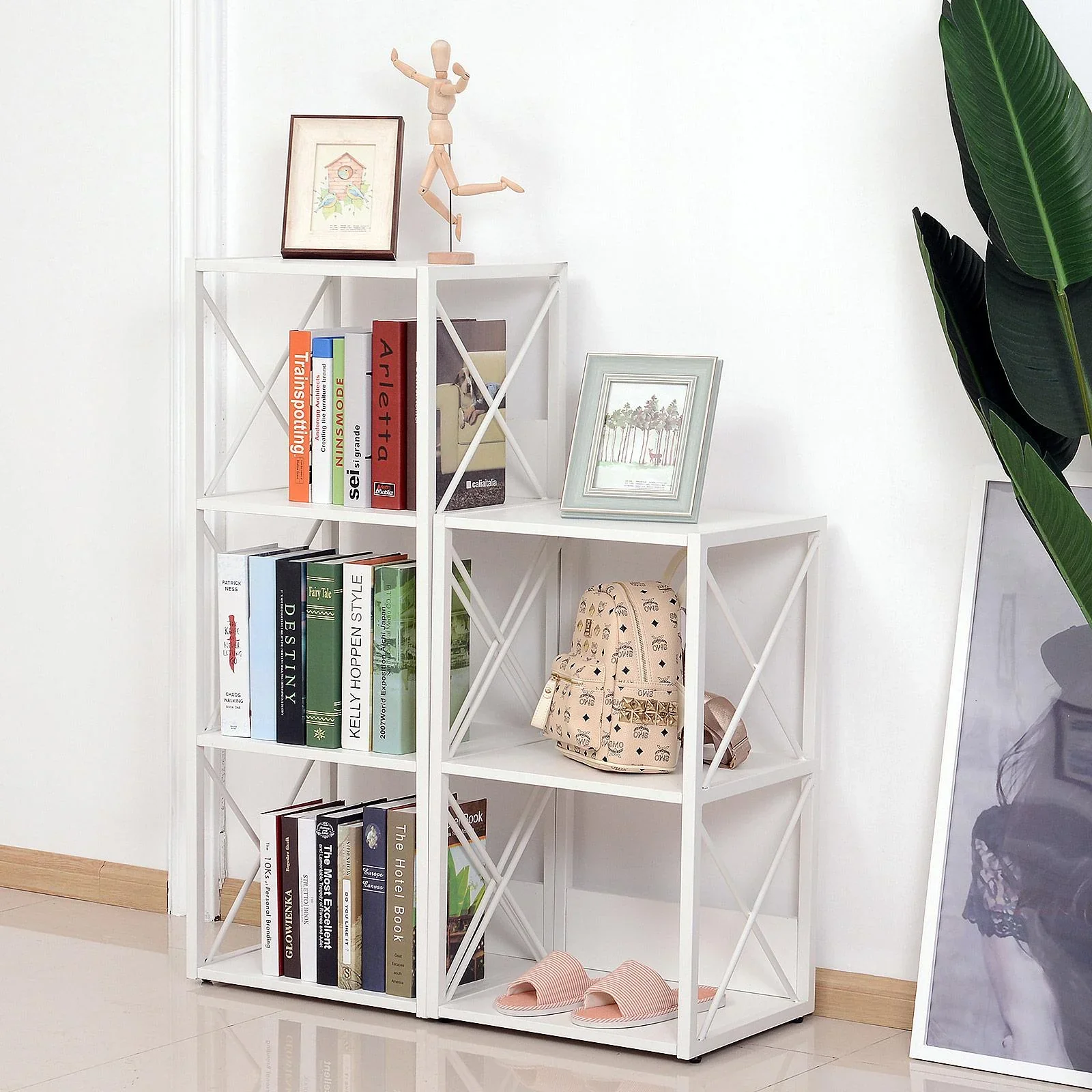 Standregal Bücherregal Aufbewahrungsregal Metall Weiß 40 x 35 x 72,5 cm - 5
