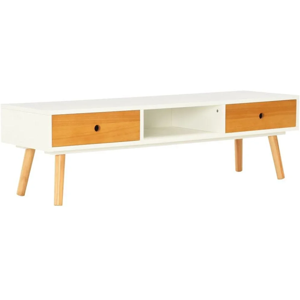 TV-Schrank 120x35x35 cm Kiefer massiv weiß - 0