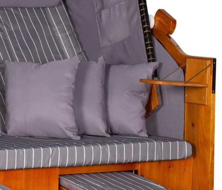 Strandkorb "Ostsee" XXL gestreift in royal grau - 1