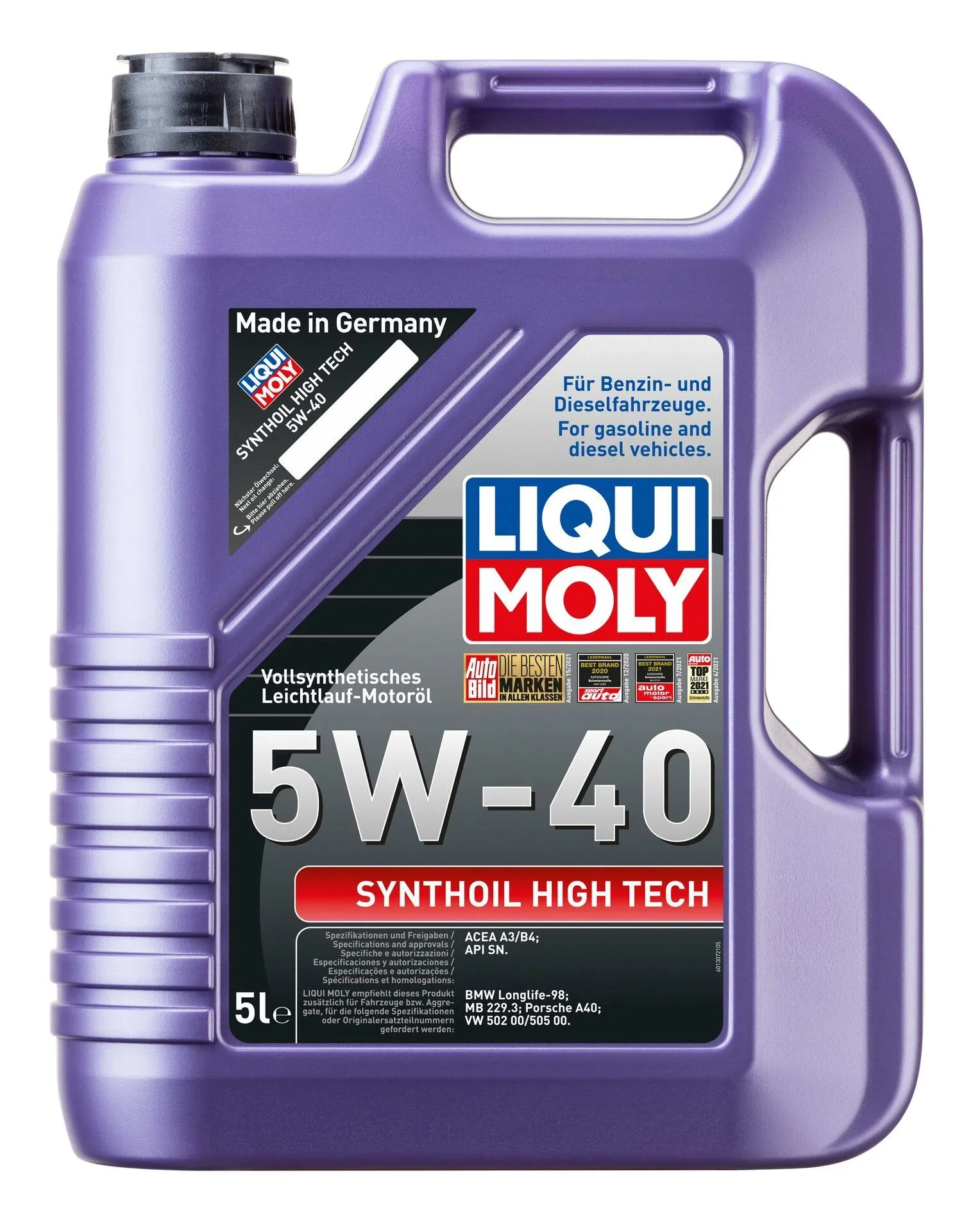Vollsynthetisches Leichtlaufmotorenöl, Synthoil High Tech 5W-40, 5 Liter - 0