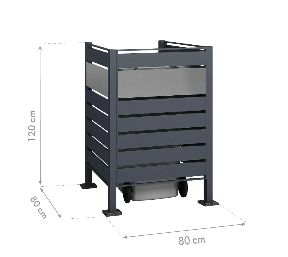 Mülltonnenverkleidung Planum 1er Box, 120 cm, anthrazit - 1