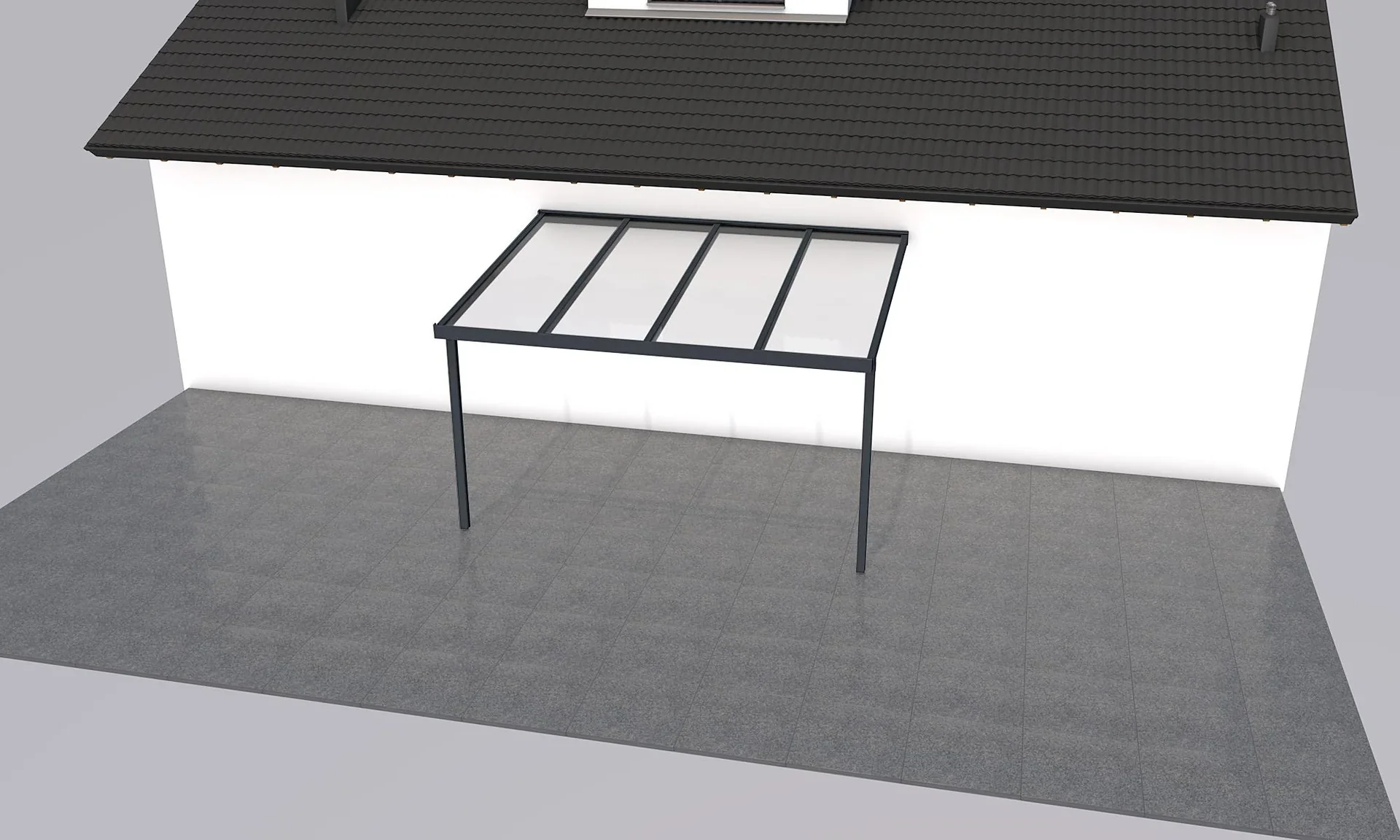 Terrassendach Premium, anthrazit, 4102 x 3060 mm - 10mm Verbundsicherheitsglas (VSG) - 0