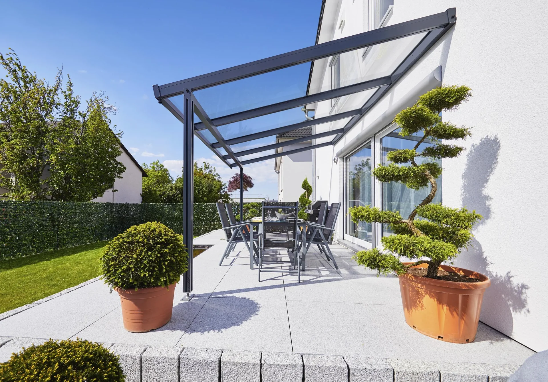 Terrassendach Premium, anthrazit, 4102 x 3060 mm - 10mm Verbundsicherheitsglas (VSG) - 2