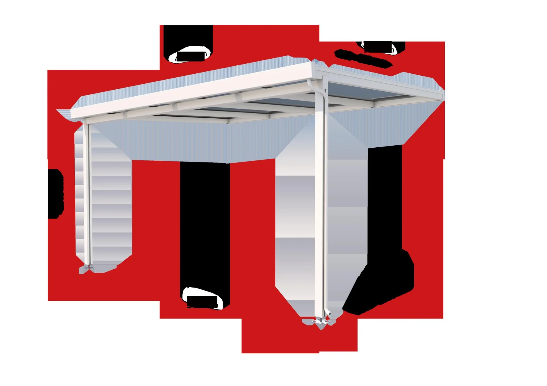 Terrassendach Premium, anthrazit, 4102 x 3060 mm - 10mm Verbundsicherheitsglas (VSG) - 3