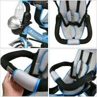 Kinderfahrrad/Dreirädchen - Blau- Schiebestange, klappbare Fußstütze, Korb - 2