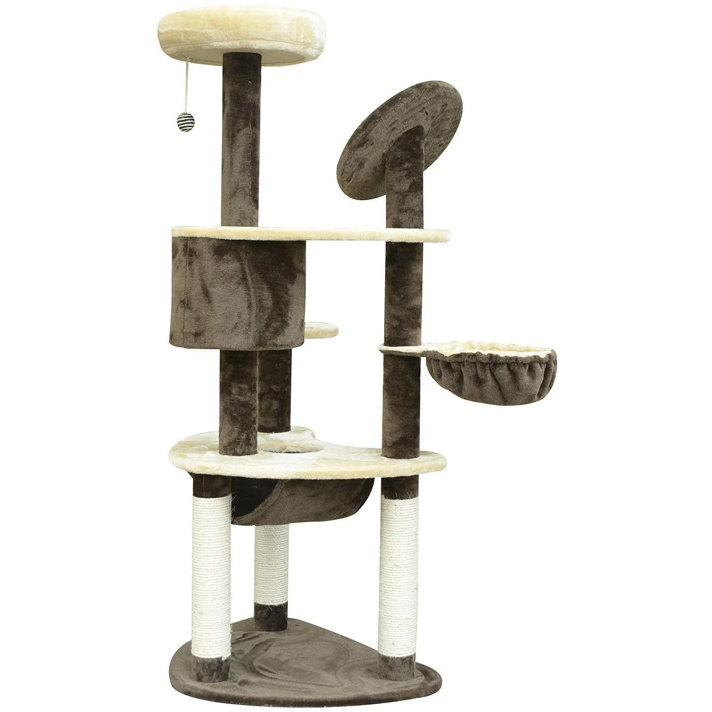 Katzenbaum Sisalsäulen 65x50x153 cm creme-kaffebraun - 1