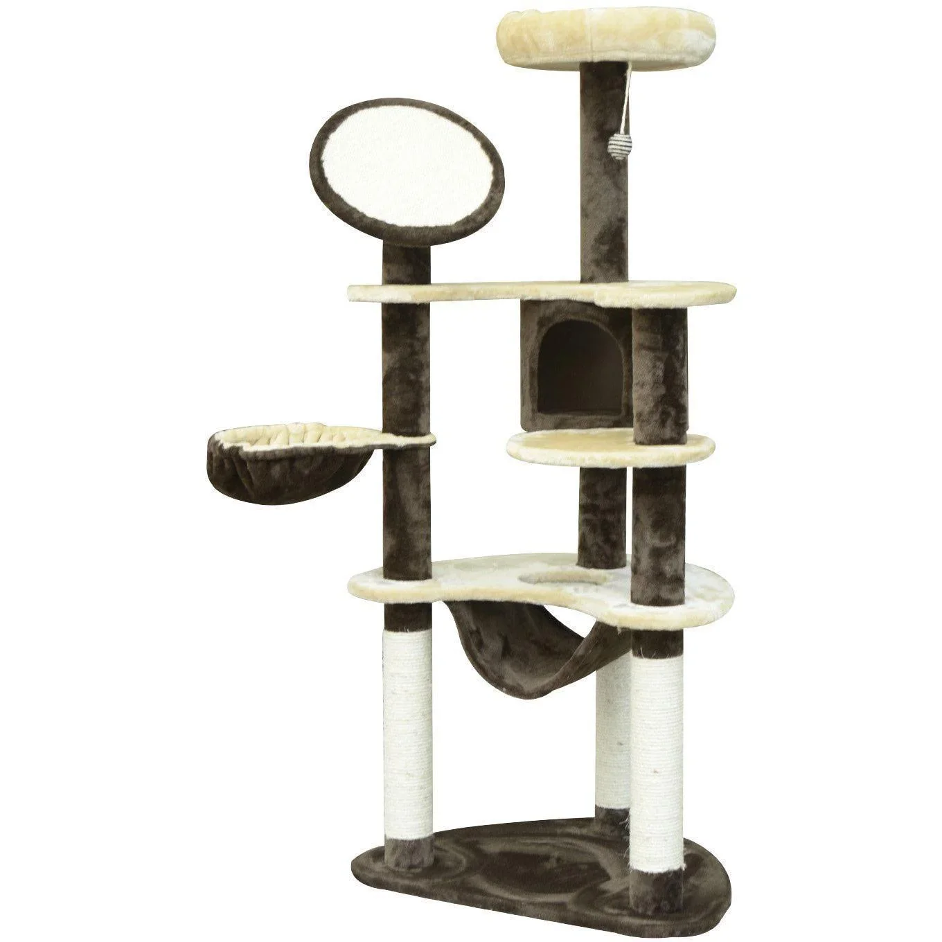 Katzenbaum Sisalsäulen 65x50x153 cm creme-kaffebraun - 3