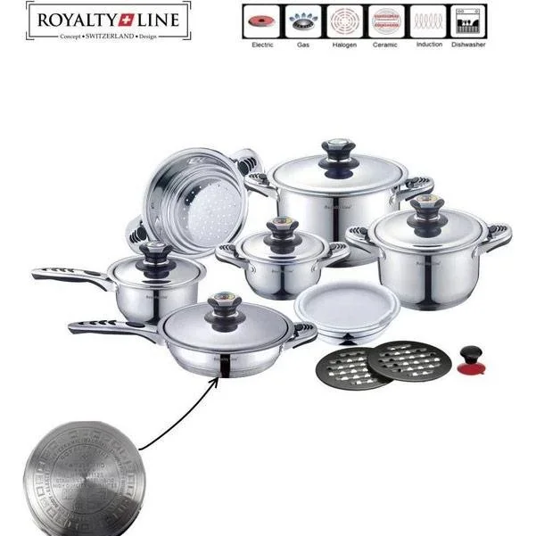 16-teiliges Kochgeschirrset aus Edelstahl mit Metalldeckeln - 0