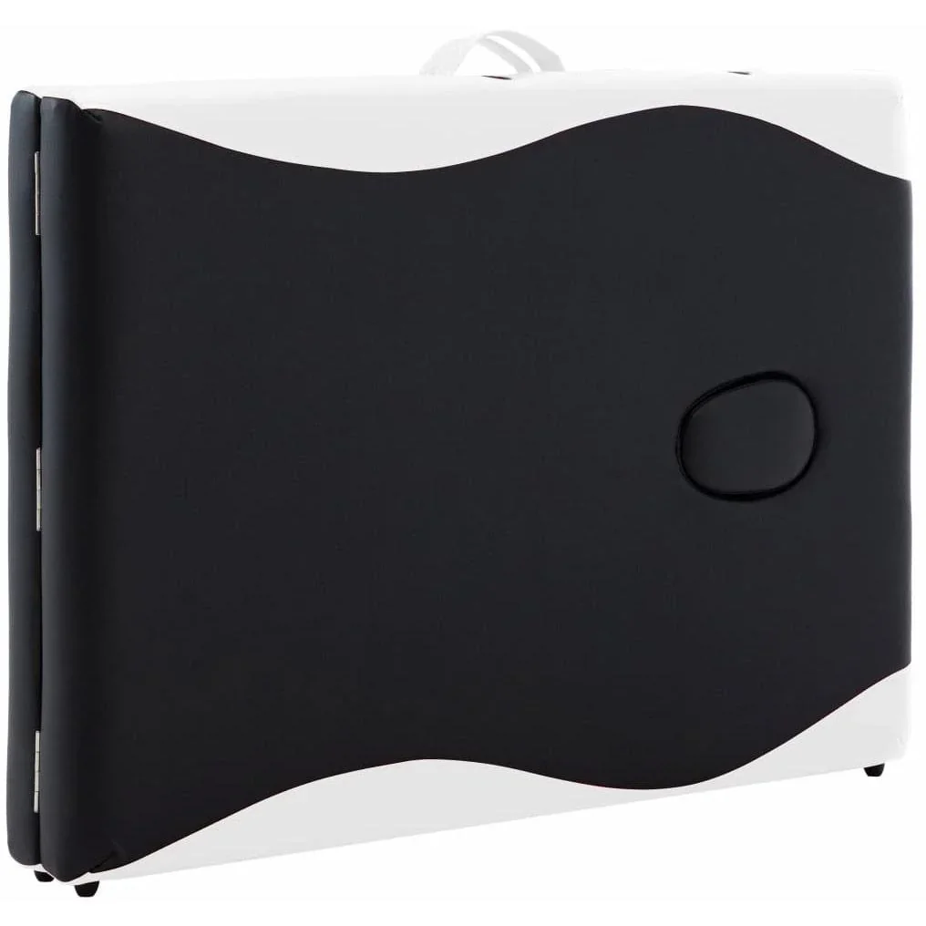 Klappbarer Massagetisch 2 Zonen Holz schwarz und weiß - 1