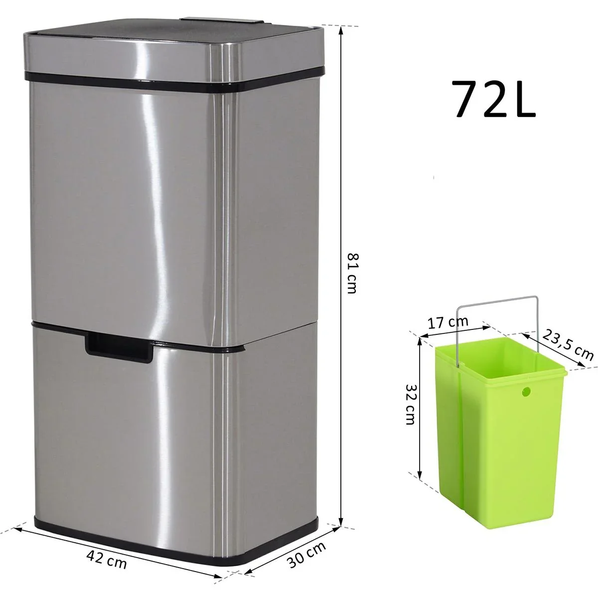 Abfalleimer mit Sensor silber - 3