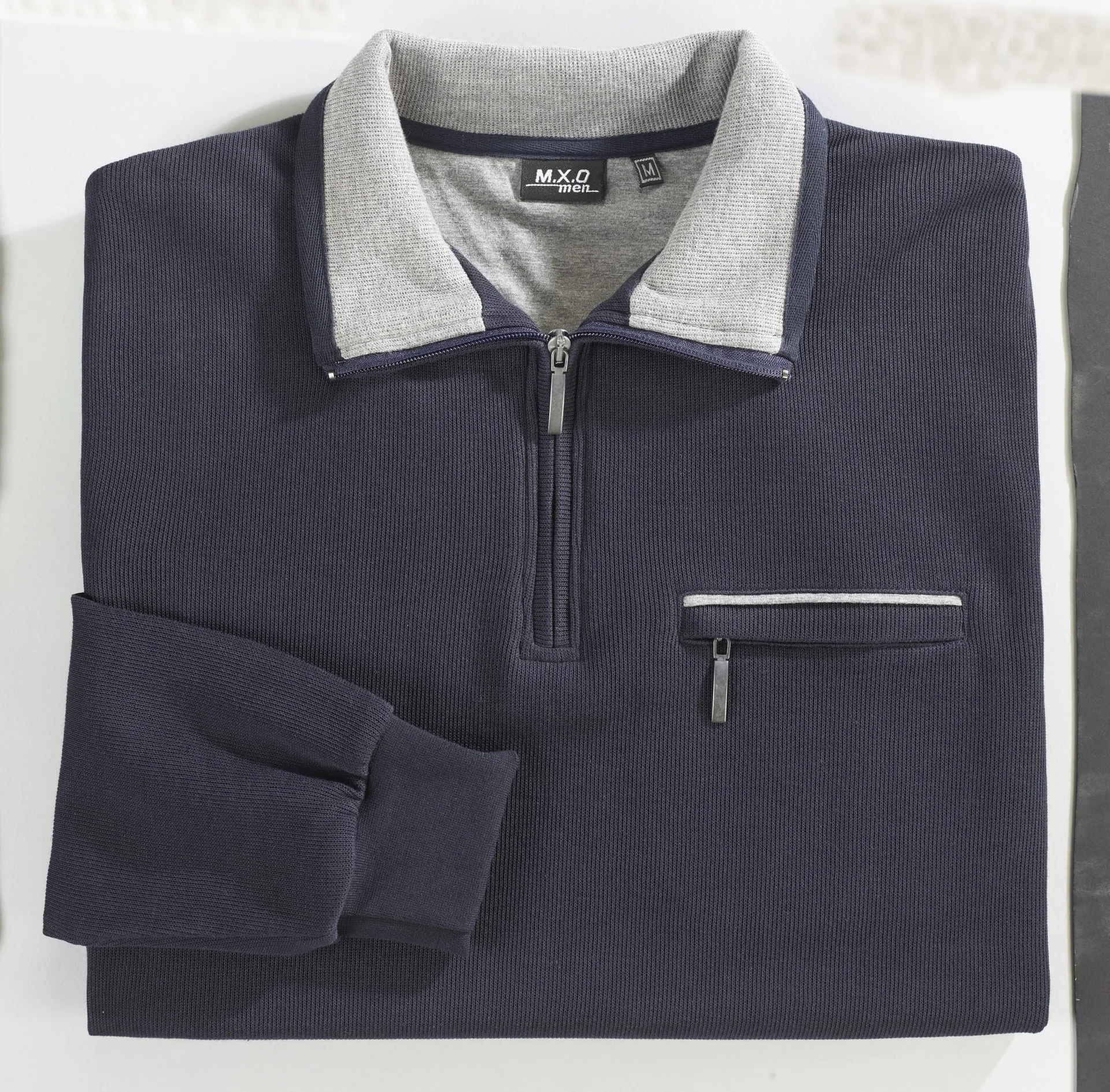 Sweatshirt mit Reißverschluß, Farbe marine, Gr.M - 1