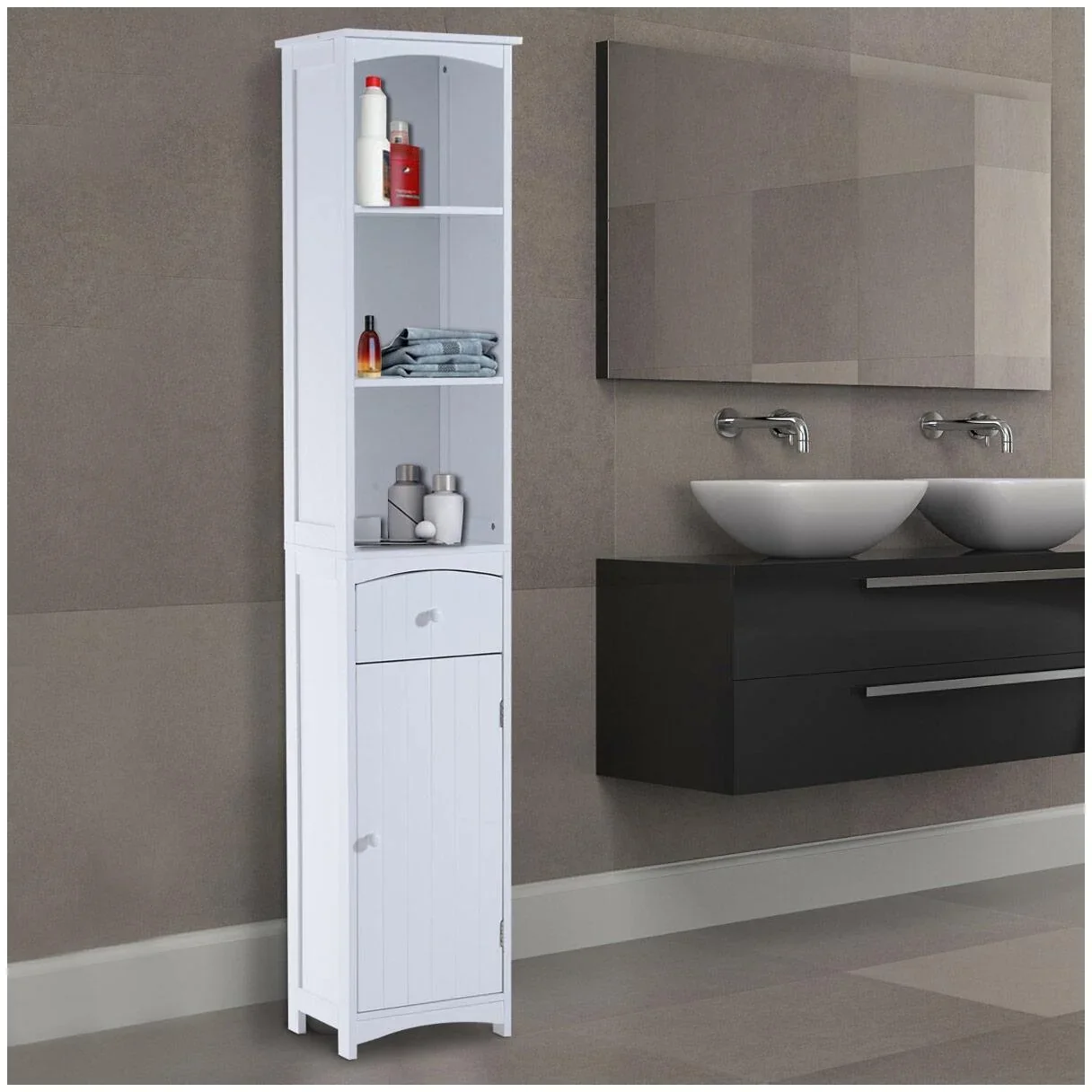 Badschrank 34x24x170cm Badezimmerschrank Badregal - 5