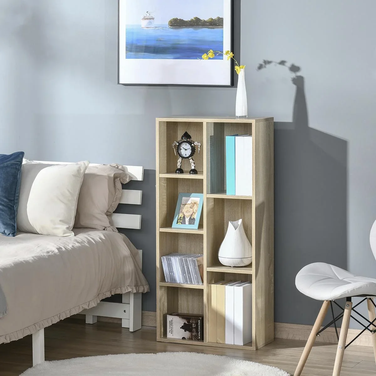 Bücherregal Wohnzimmerregal Bücherschrank Standschrank mit 7 Fächern Eiche Spanplatte 50 x 24 x 106 cm - 0