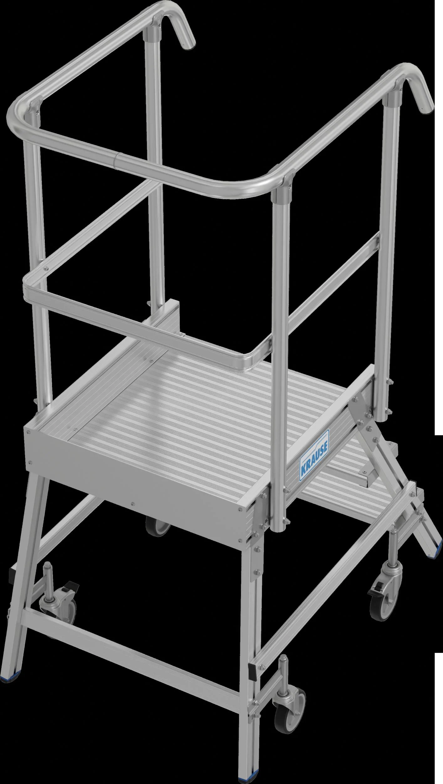 Podestleiter 3 Stufen Alu Einseitig, fahrbar - 2