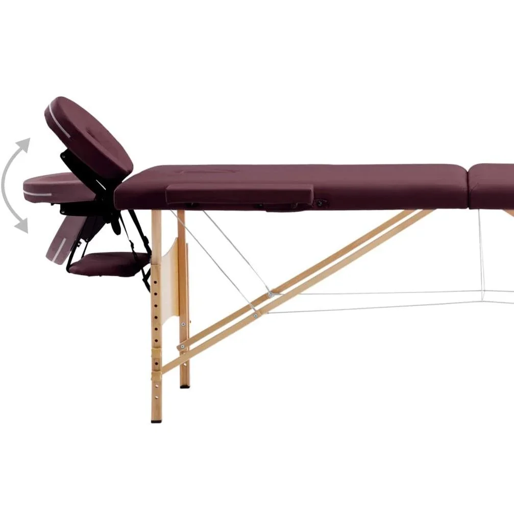 Zusammenklappbarer Massagetisch 2 Zonen Holz lila - 5