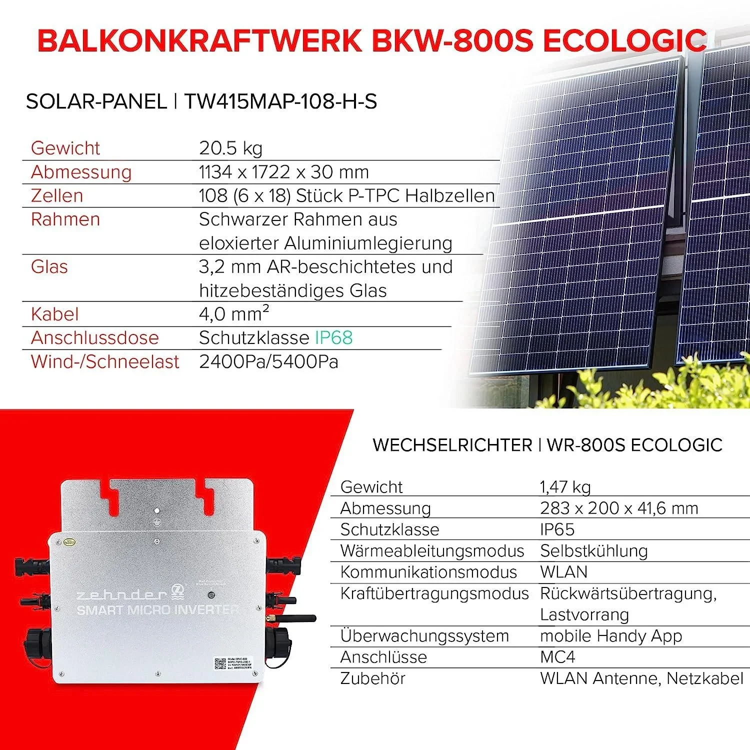 Premium Balkonstrom System 600 Watt, steckerfertig - 1
