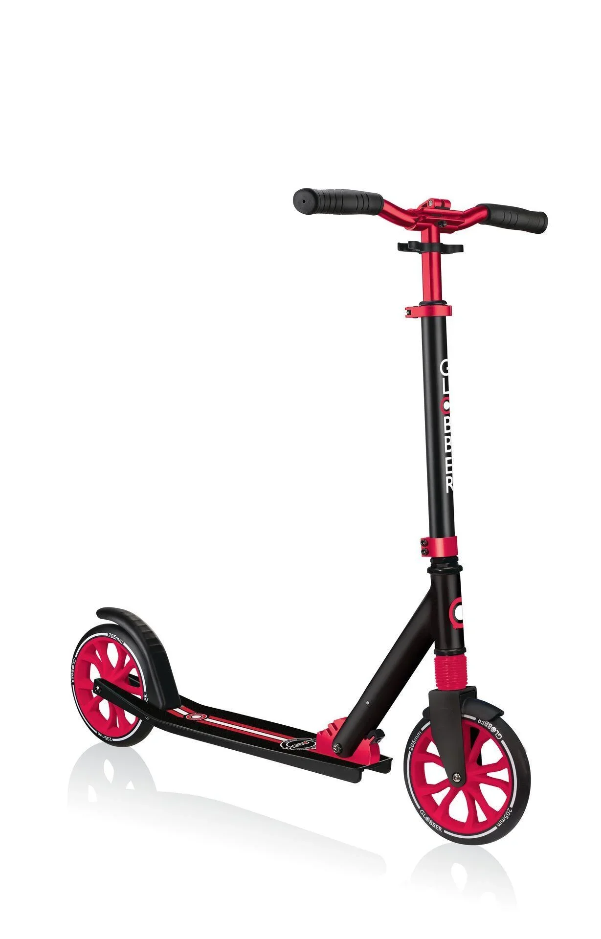 NL 205 Tretroller, 205 mm, ABEC 7, höhenverstellbar, Frontfederung, Klappmechanismus, schwarz-rot - 3