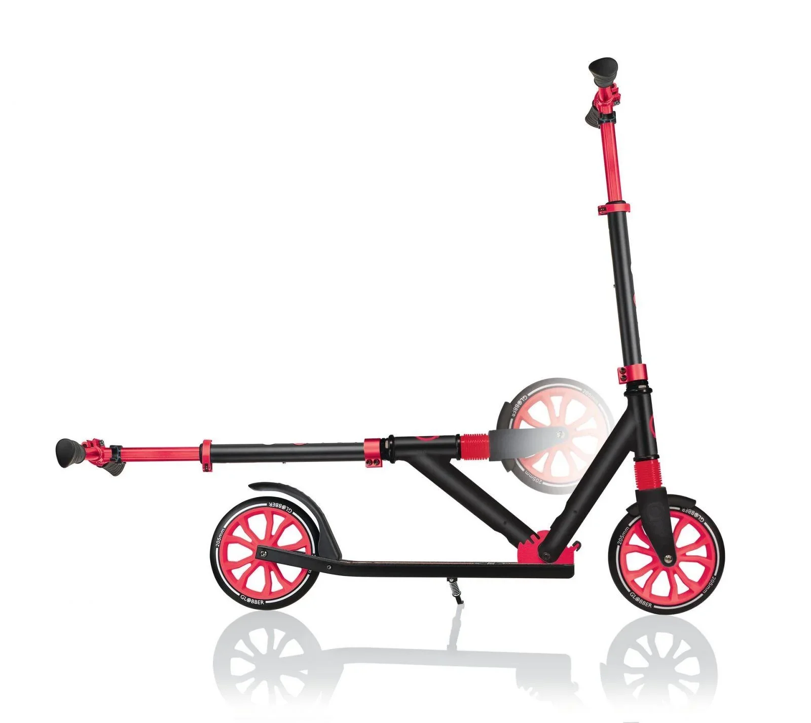 NL 205 Tretroller, 205 mm, ABEC 7, höhenverstellbar, Frontfederung, Klappmechanismus, schwarz-rot - 4