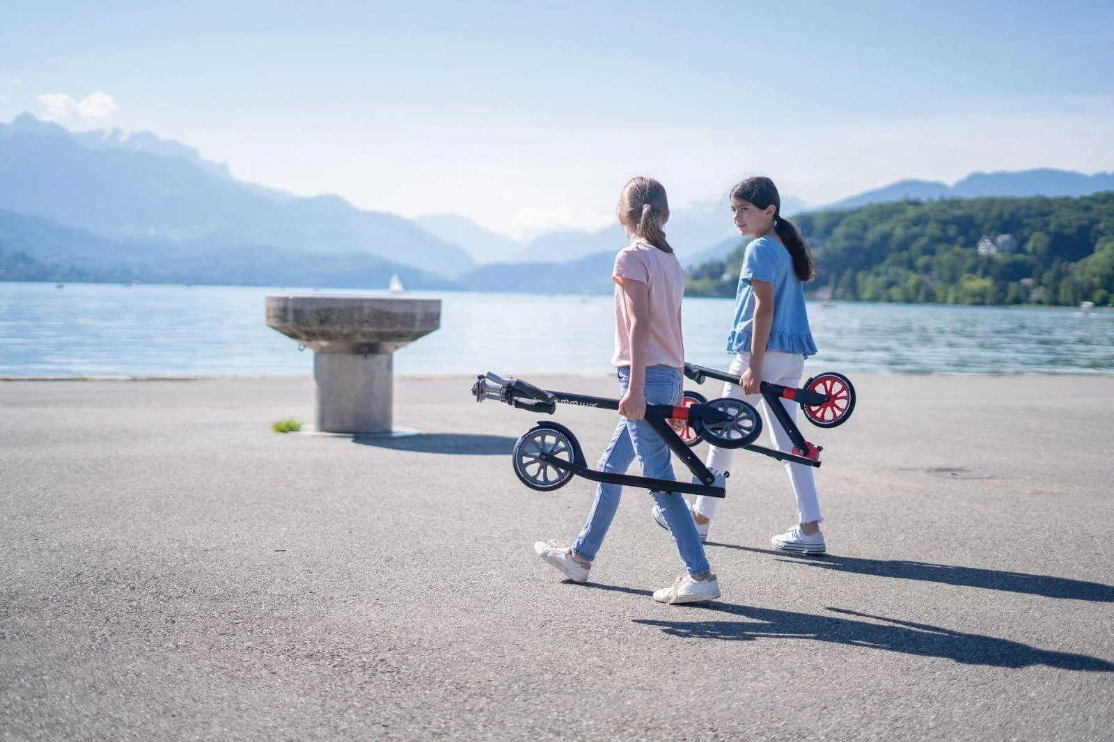 NL 205 Tretroller, 205 mm, ABEC 7, höhenverstellbar, Frontfederung, Klappmechanismus, schwarz-rot - 9