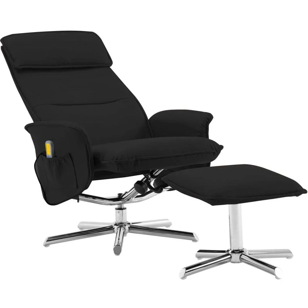 Massagesitz verstellbar mit Fußhocker Kunstleder schwarz - 2