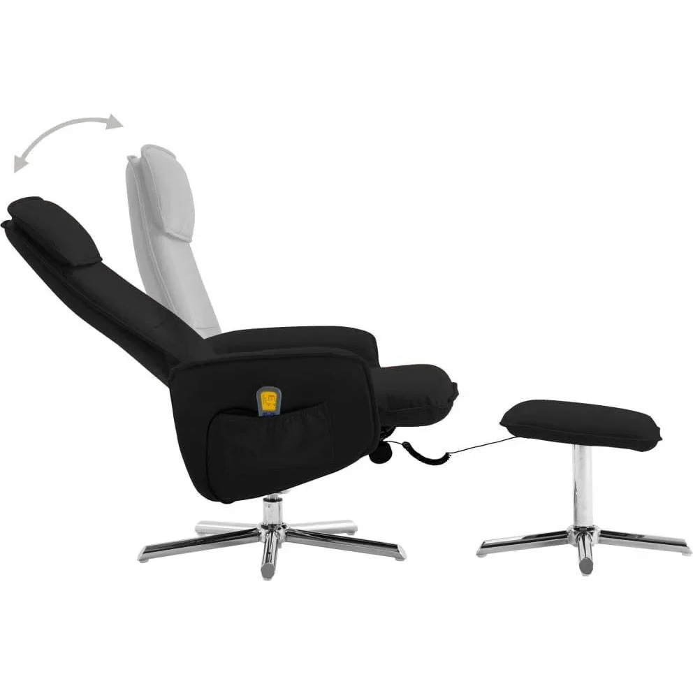 Massagesitz verstellbar mit Fußhocker Kunstleder schwarz - 4