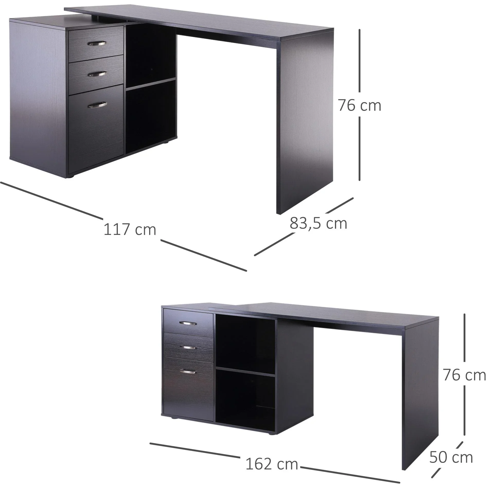Computertisch MDF, schwarz - 5