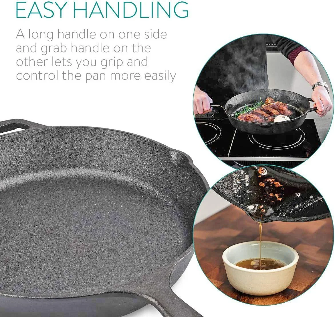 Wende-Grillplatte 2in1 + Gusseisenpfanne - 3