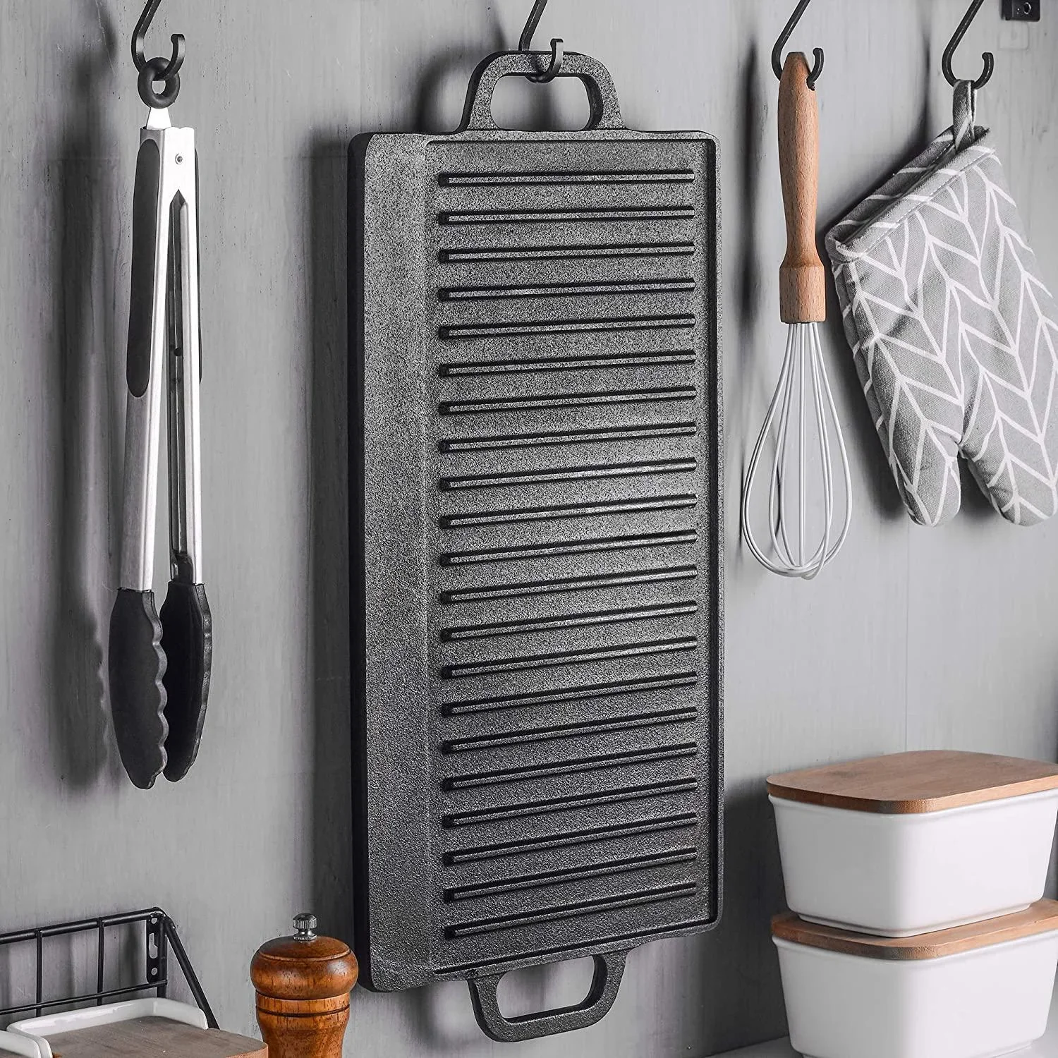 Wende-Grillplatte 2in1 + Gusseisenpfanne - 6