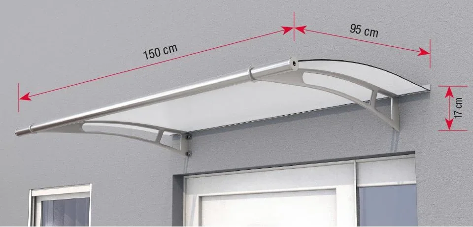 Pultvordach L 150, 150 x 95 x 17 cm, Edelstahl, 4mm, satiniert weiß - 1