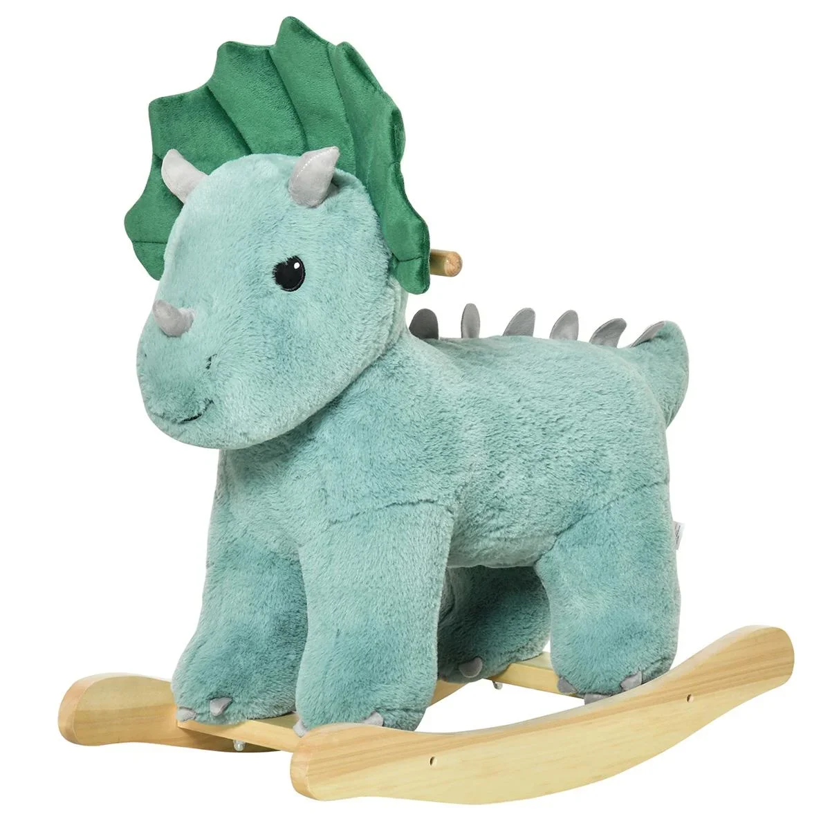 Schaukelpferd Plüsch Schaukeltier Babyschaukel mit Triceratops-Design Spielzeug für 36-72 Monaten Kinder Dunkelgrün 64 x - 0