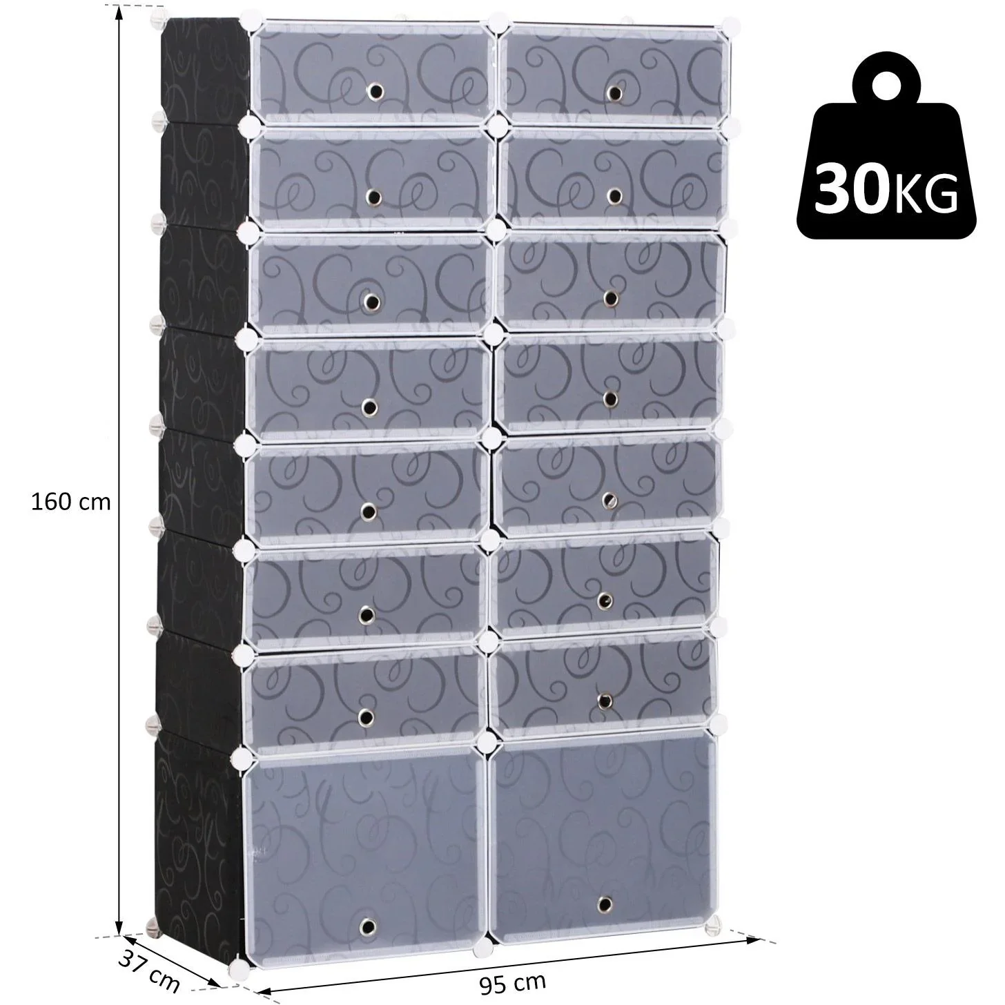 Schuhschrank DIY Schuhregal Garderobe Regalsystem Steckregal Garderobenschrank 16 Fächer - 0