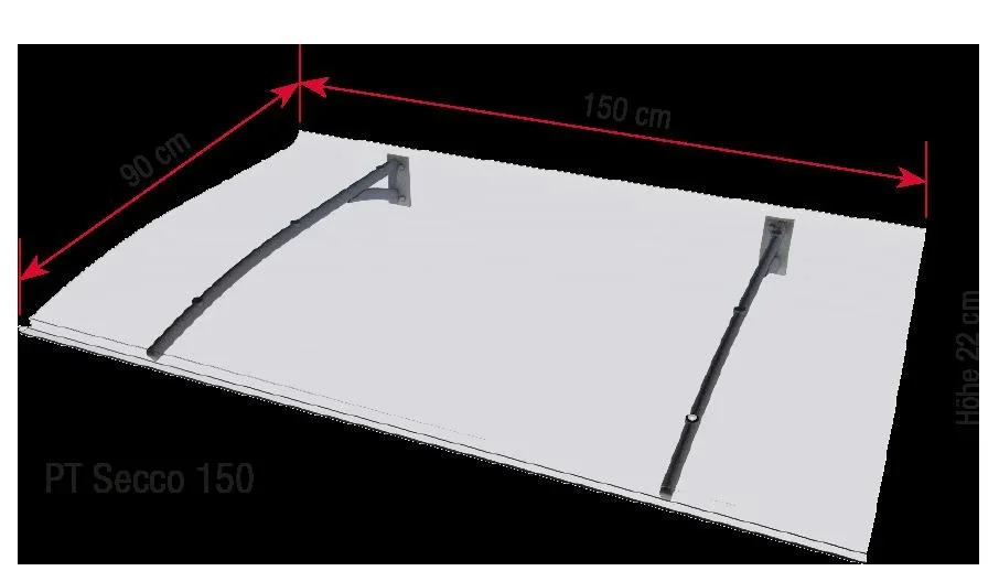 Pultvordach Typ PT Secco 150, Anthrazit, 150 x 90 x 22 cm, 3 mm klar - 0