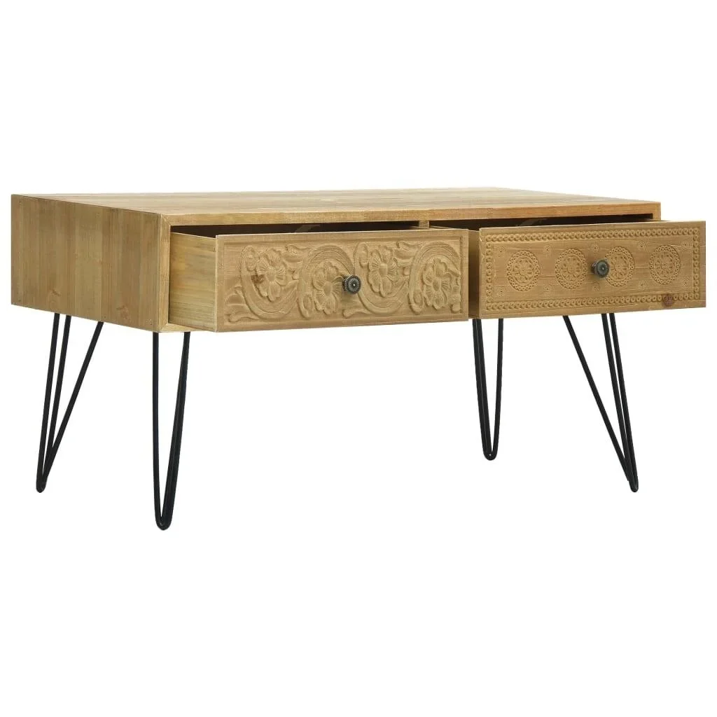 Couchtisch mit 2 Schubladen 80x40x40,5 cm verarbeitetes Holz braun - 1