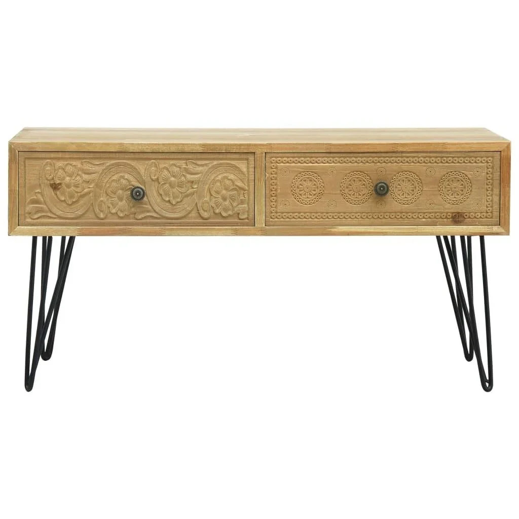 Couchtisch mit 2 Schubladen 80x40x40,5 cm verarbeitetes Holz braun - 4