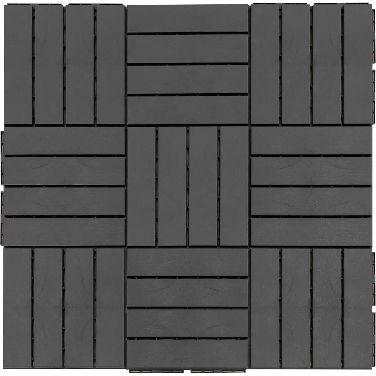 Set aus 9 Bodenfliesen, Klickmechanismus, Holzmaserung, schwarz, 30 x 30 x 2 cm (Größe pro Fliese) - 3
