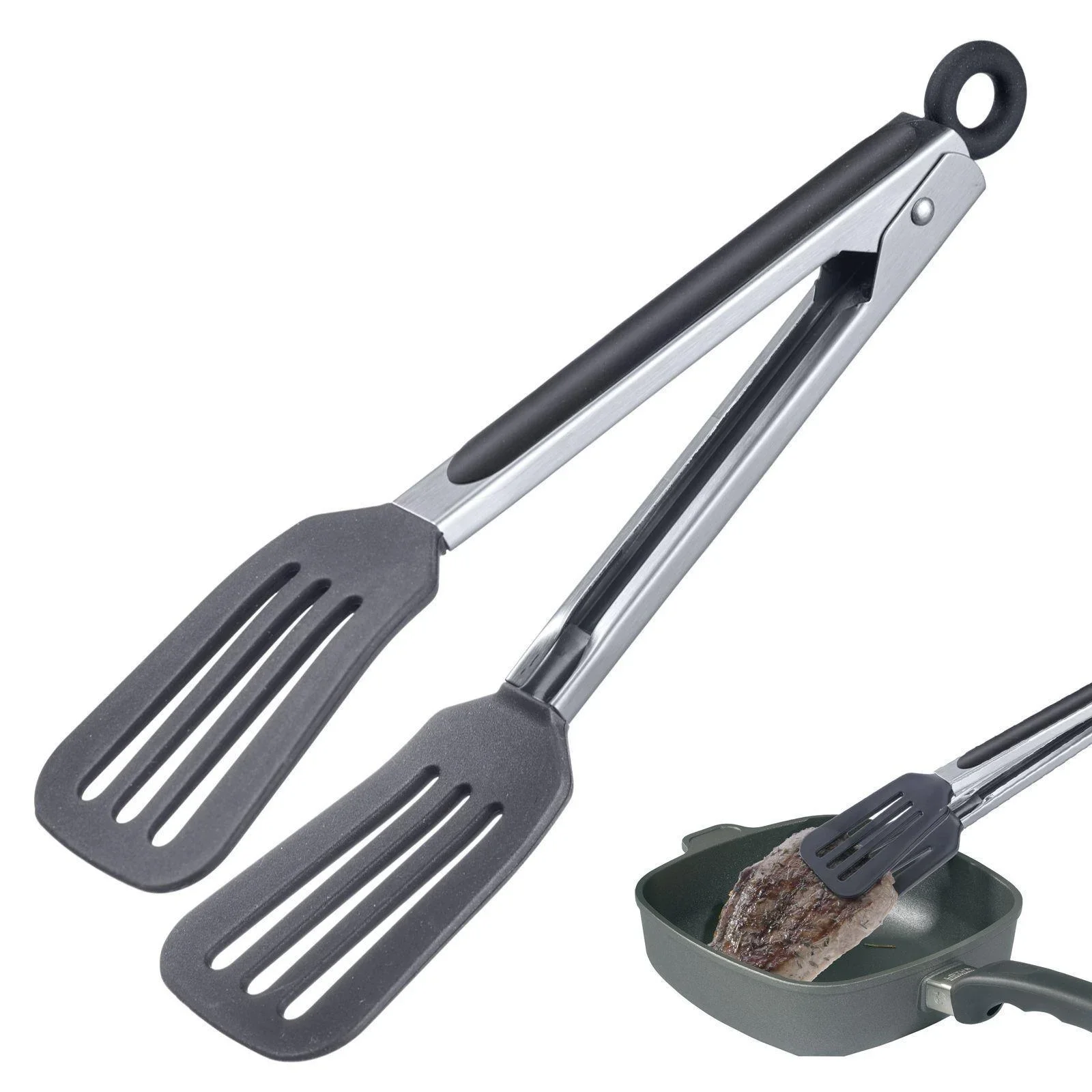 Bratzange 26,5 cm, Edelstahl-Silikon - 4