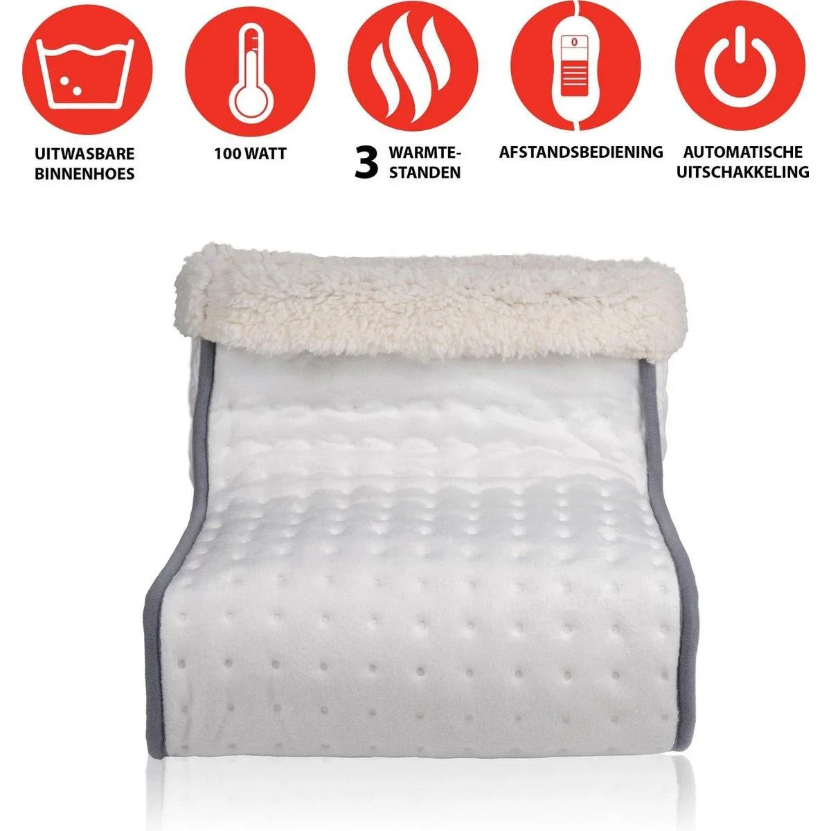 Elektrischer Fußwärmer - 3 Wärmestufen - waschbare Innenhülse - 100W - Weiß - 3