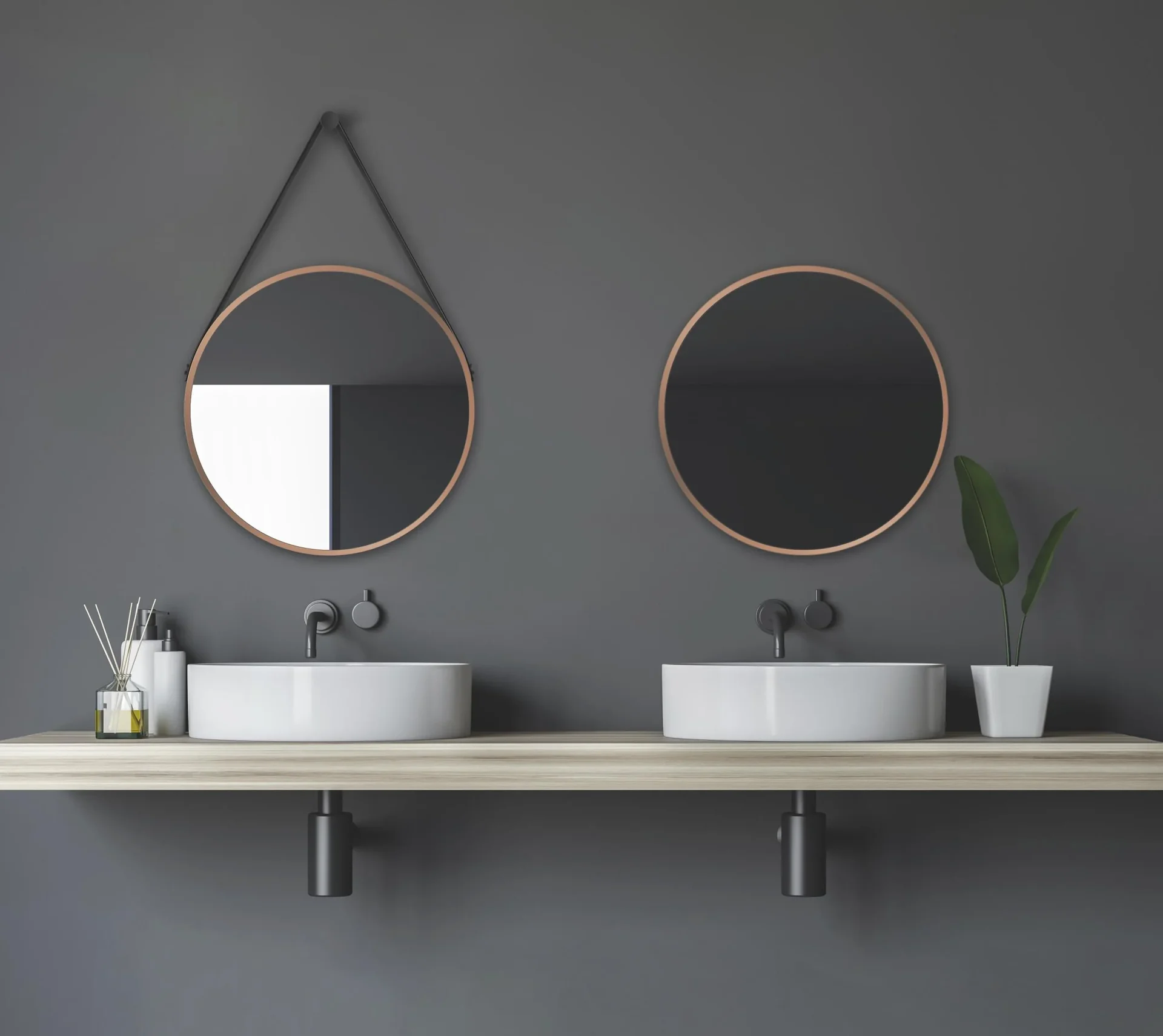 Dekorativer runder Wandspiegel in kupfer matt Ø 50 cm - hochwertiger robuster Aluminiumrahmen - 2