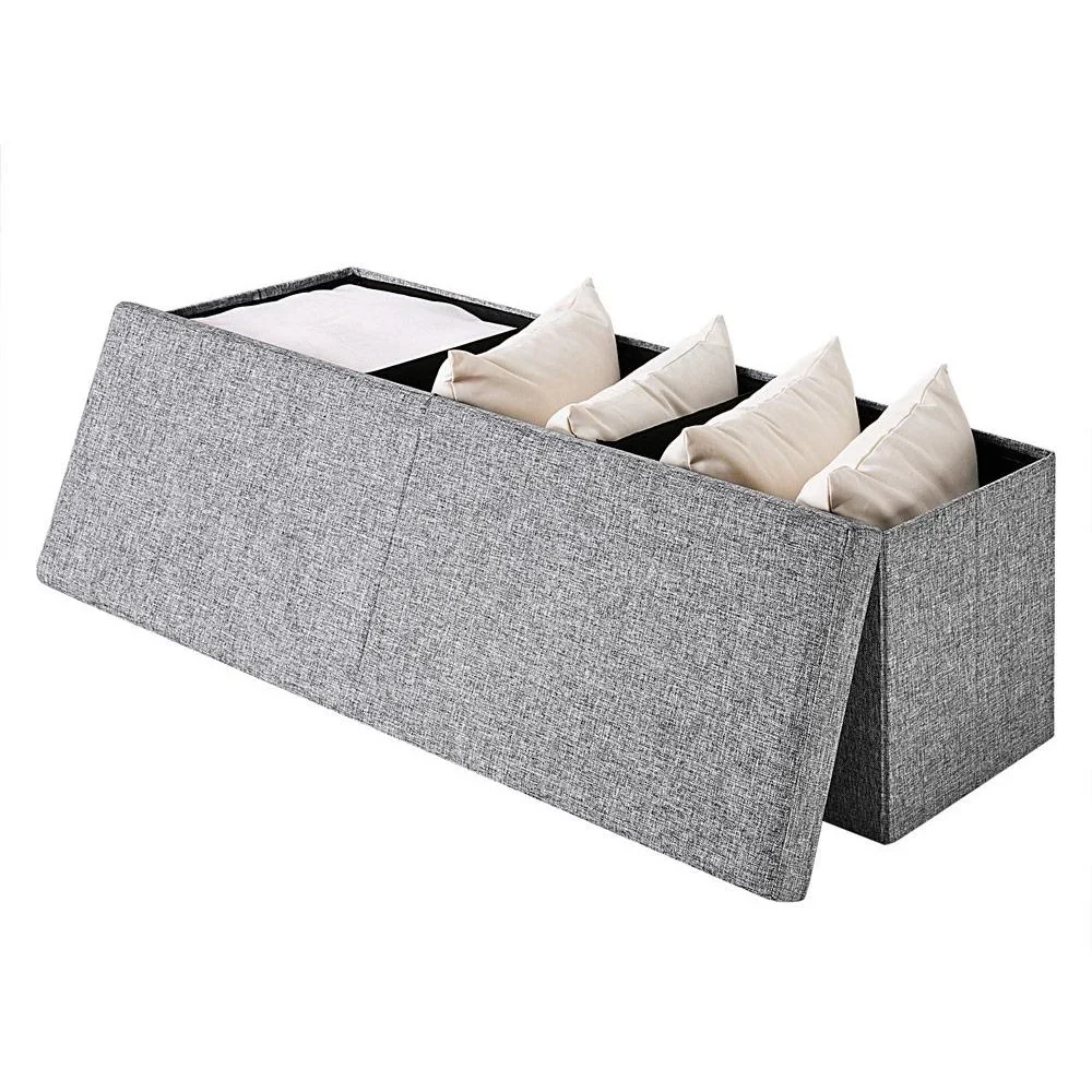 Klappbarer Sitzkasten mit Klappdeckel hellgrau - 115x38x38cm - 1