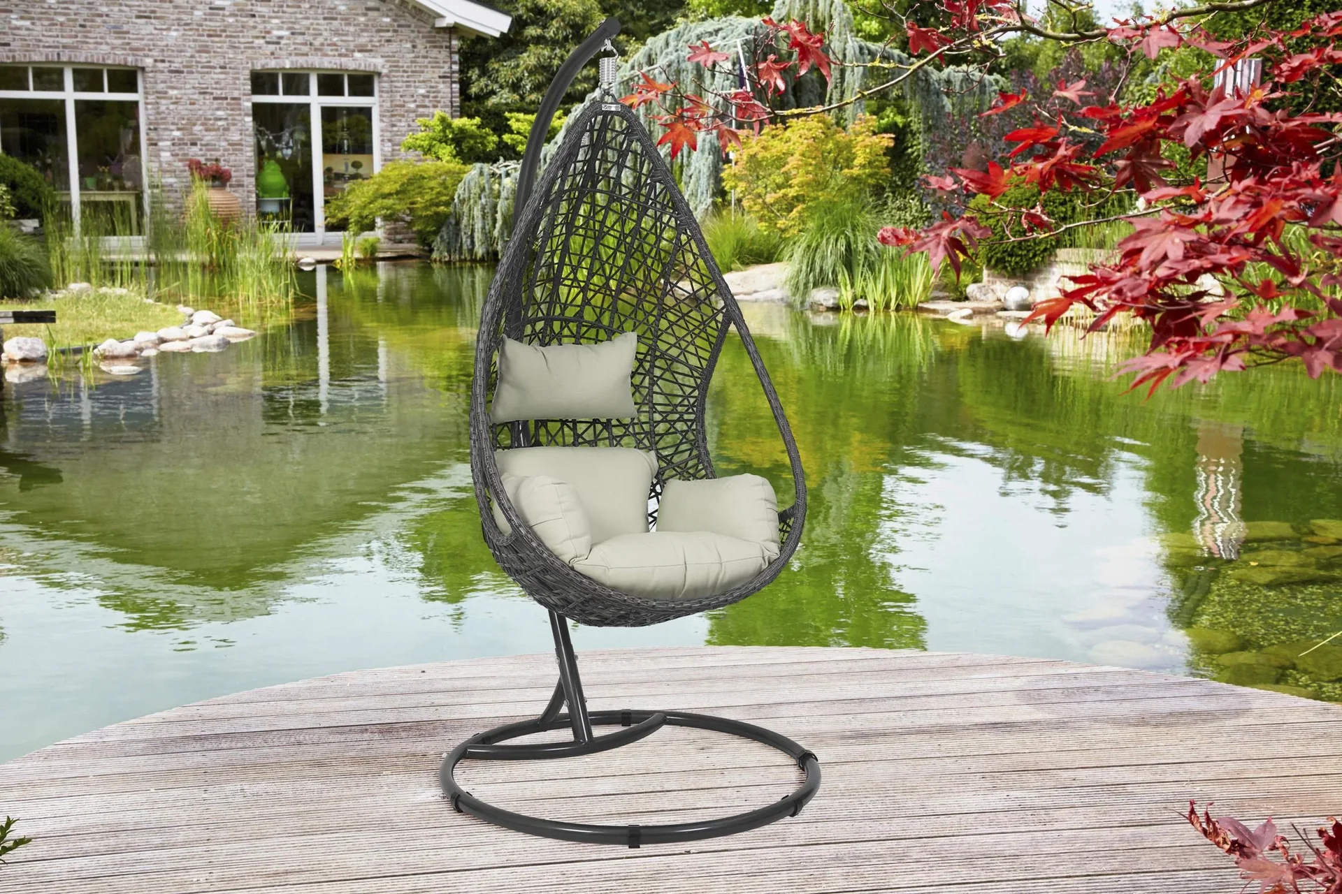 Garten-Hängesessel "Kuba" - anthrazit/weiß - 0