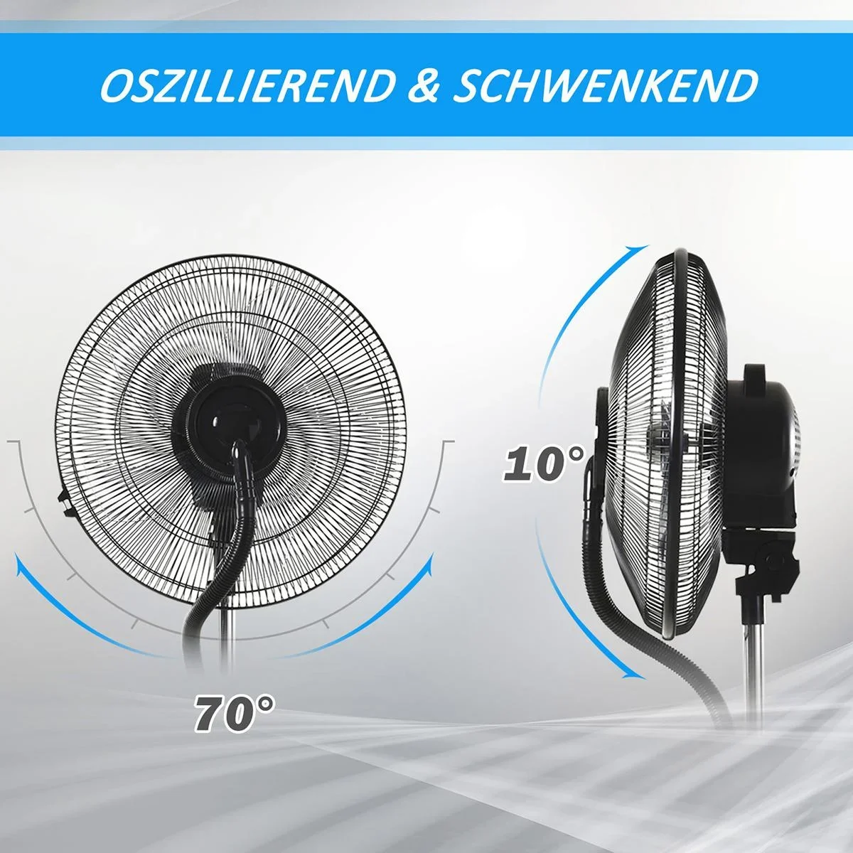 Nebel-Standventilator mit 3 Modi schwarz - 1