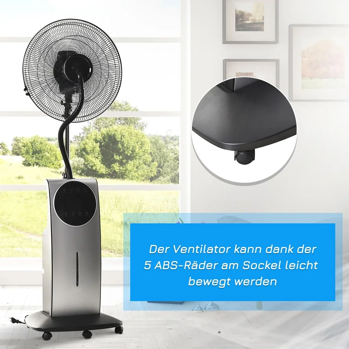 Nebel-Standventilator mit 3 Modi schwarz - 8