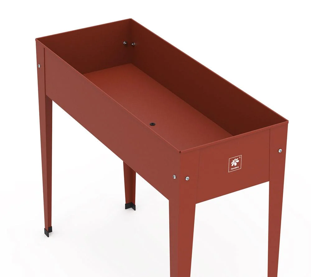 Metall Hochbeet Urban inklusive Bodenplatte 100x40x84 cm Rot - 0