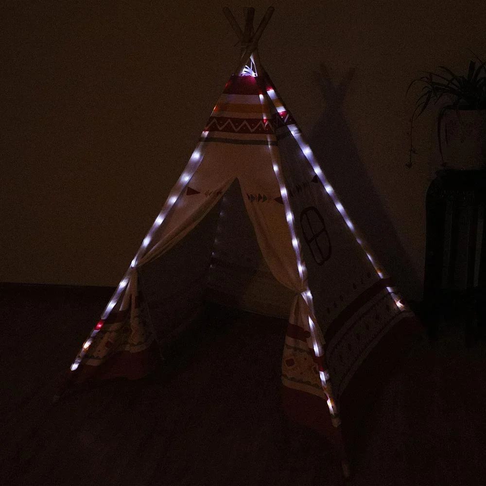 LED Tipi Zelt Rot / Weiss - 4