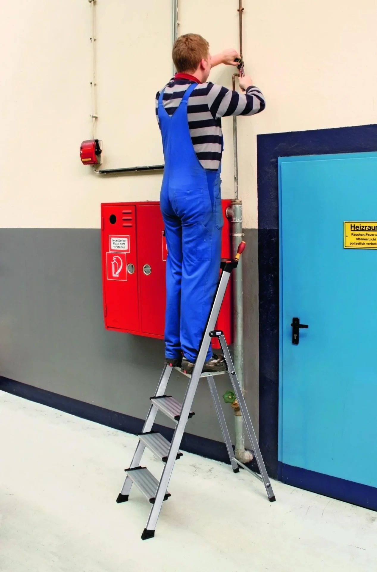 Stufen-Stehleiter Sepuro, Alu 6 Stufen m. Sicherheitsbügel - 6