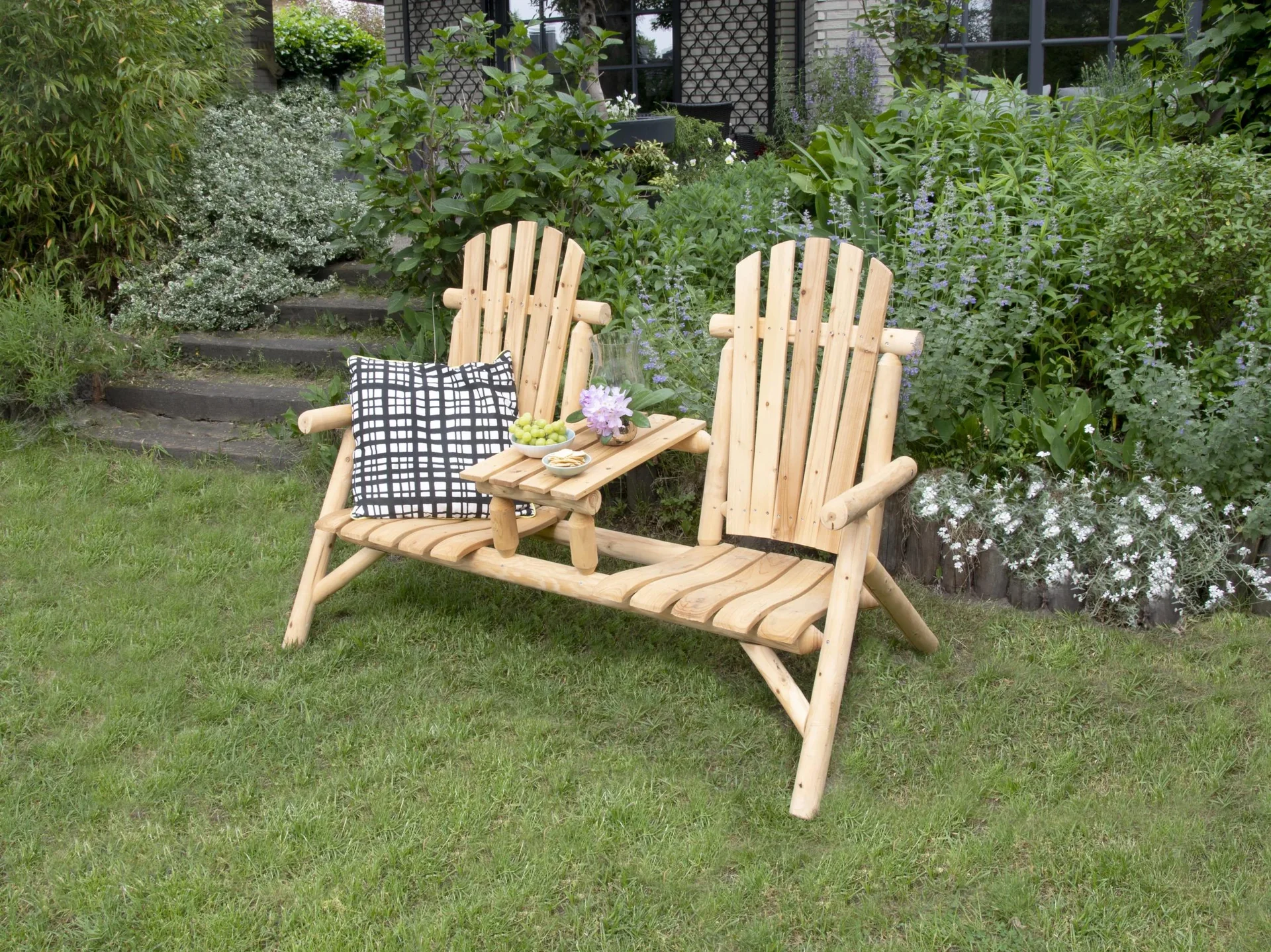 Bank 2-Sitzer mit Tisch Timber FSC 100% - 1