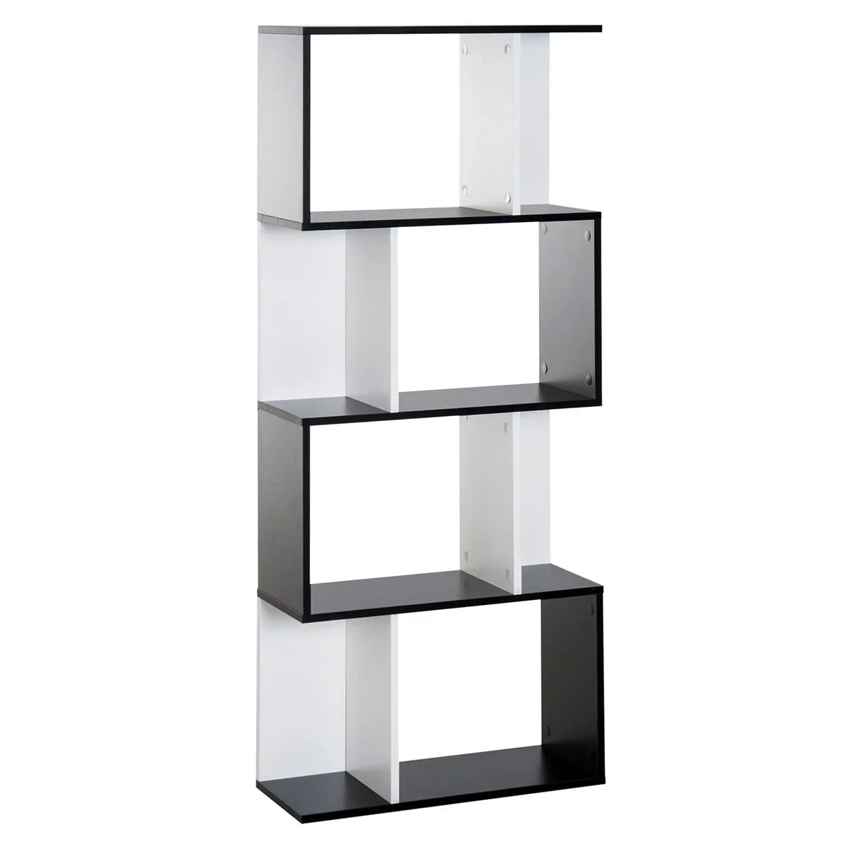 Bücherregal S-förmiges Standregal Lagerregal 4-stufige Vitrine mit Hardware-Schnalle moderner Raumteiler Spanplatte Sch - 1